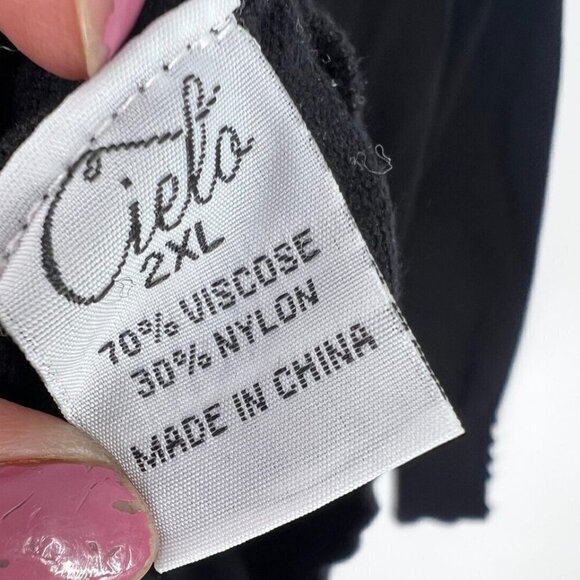 Cielo Viscose Long Sleeve V-Neck Cardigan W/ Decorative Buttons Black Womens 2XL - Picture 9 of 9